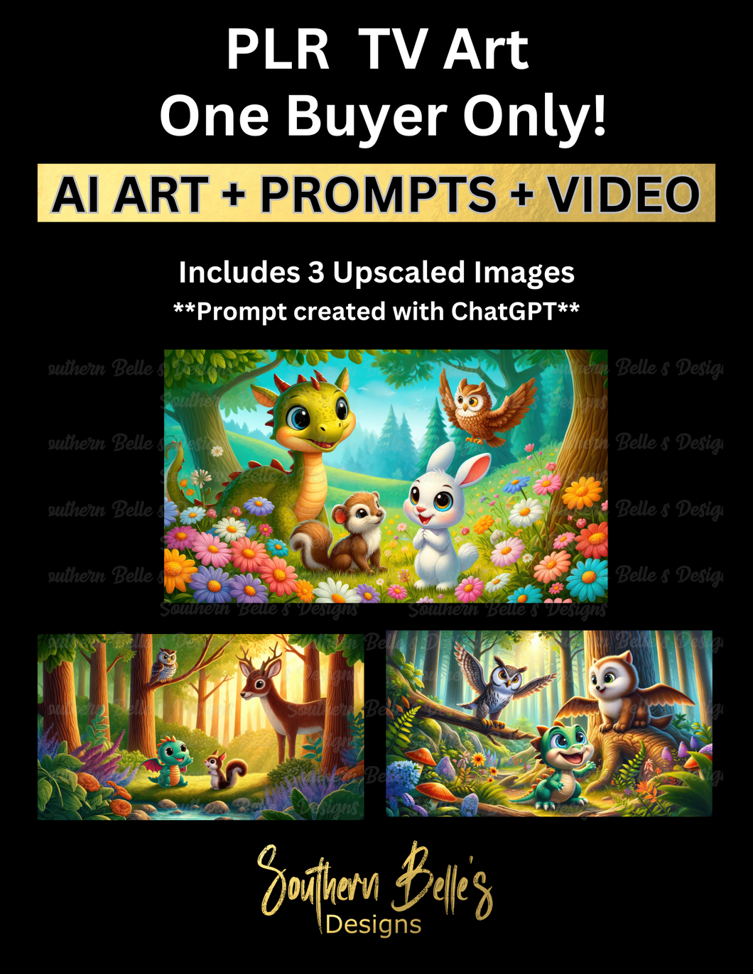 PLR TV Art - Whimsical Forest Friends - Video Included (One Buyer Only!)